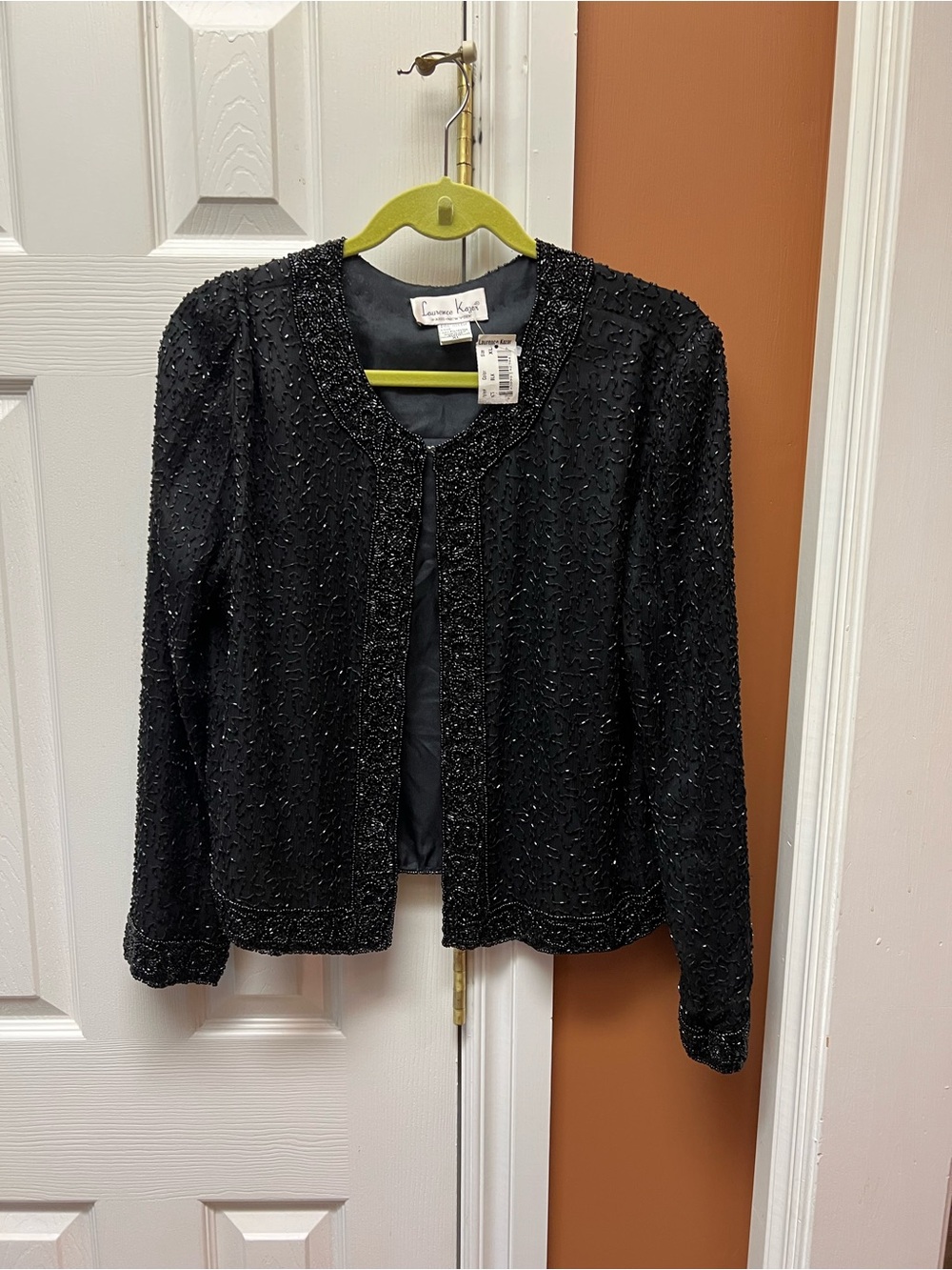 Laurence Kazar Black Beaded Cropped Blazer